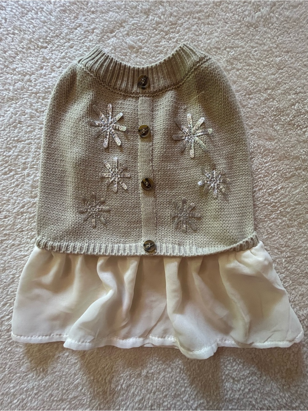 Small Embellished Knit Dog Dress with Chiffon Skirt